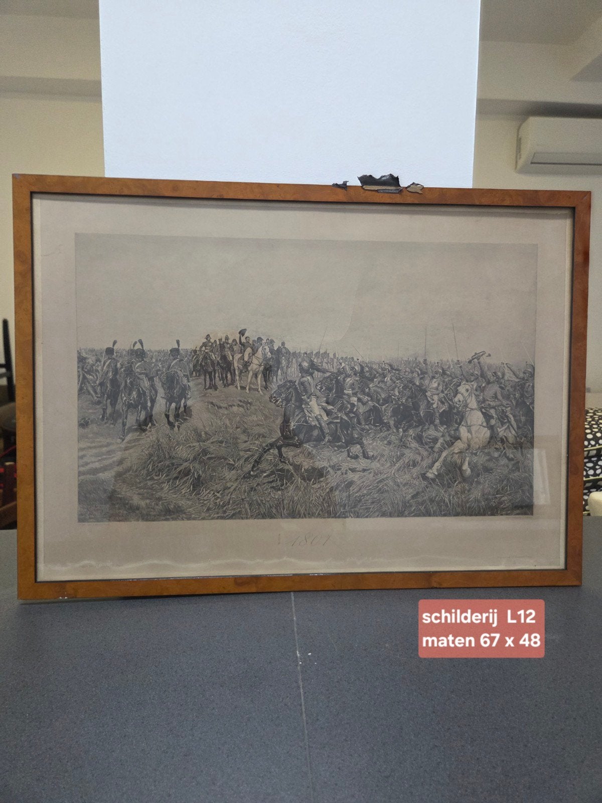 Antieke Gravure '1807' - Slagveld Scène, Ingelijst, Ophalen