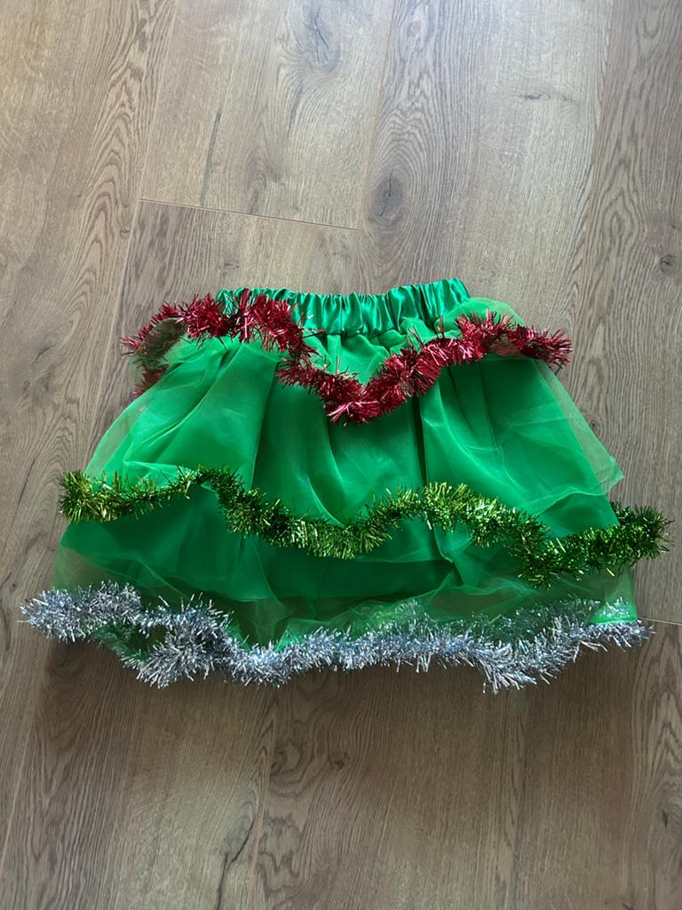 Kerstboom Tutu Rokje - Feestelijk Groen met Slingers XS, Ophalen, Gebruikt