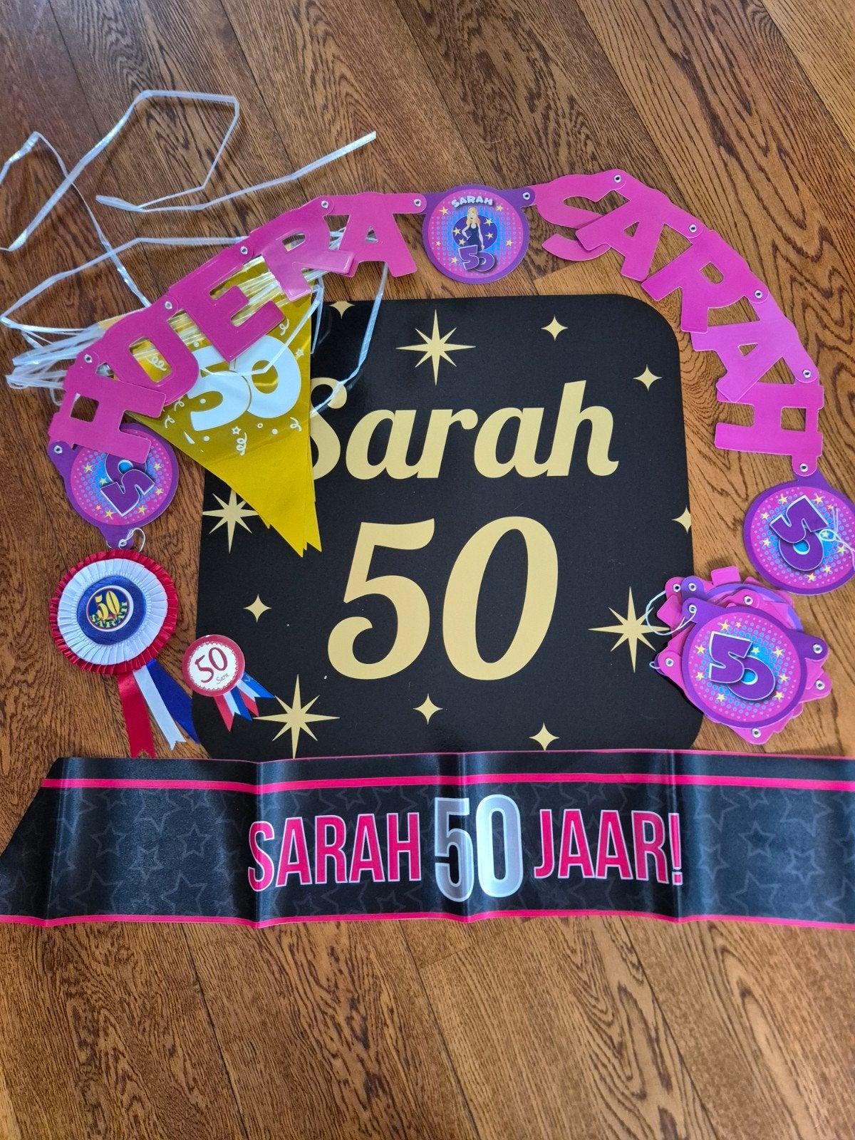 sarah feestpakket 50 jaar, Ophalen of Verzenden, Versiering, Verjaardag