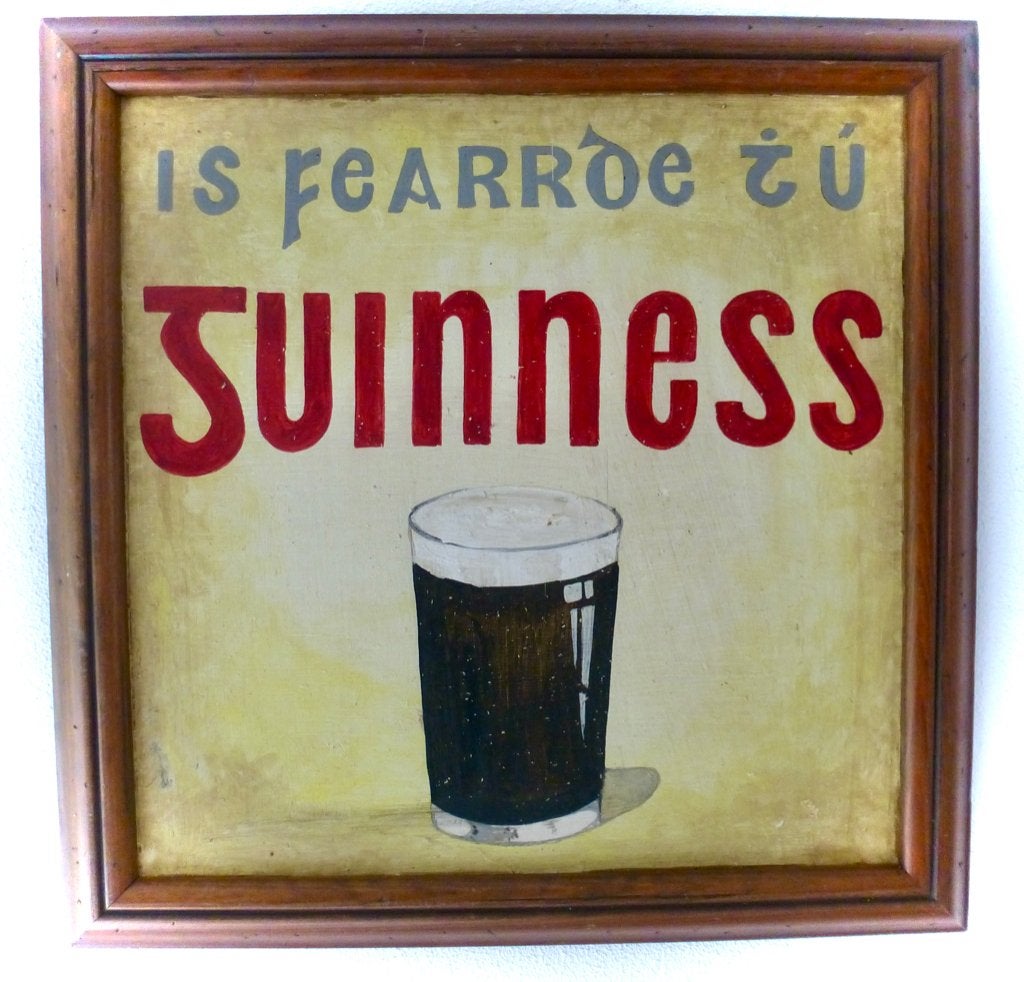 Handgeschilderd houten Irish pub bord / Guinness / Ireland, Reclamebord, Ophalen of Verzenden, Zo goed als nieuw, B6