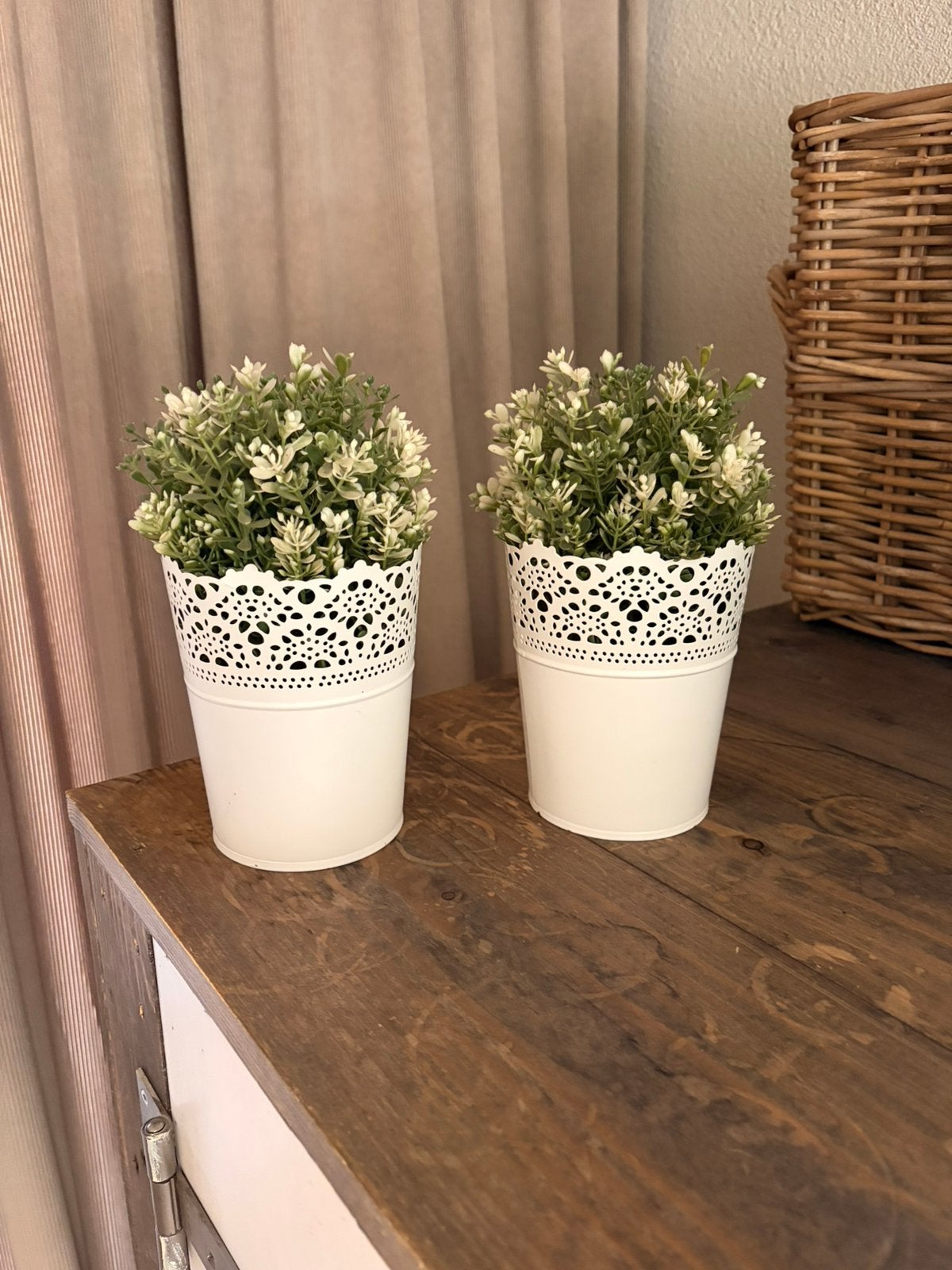 Kunstplantjes in witte pot, Binnen, Groen, Kunstplant, Overige materialen