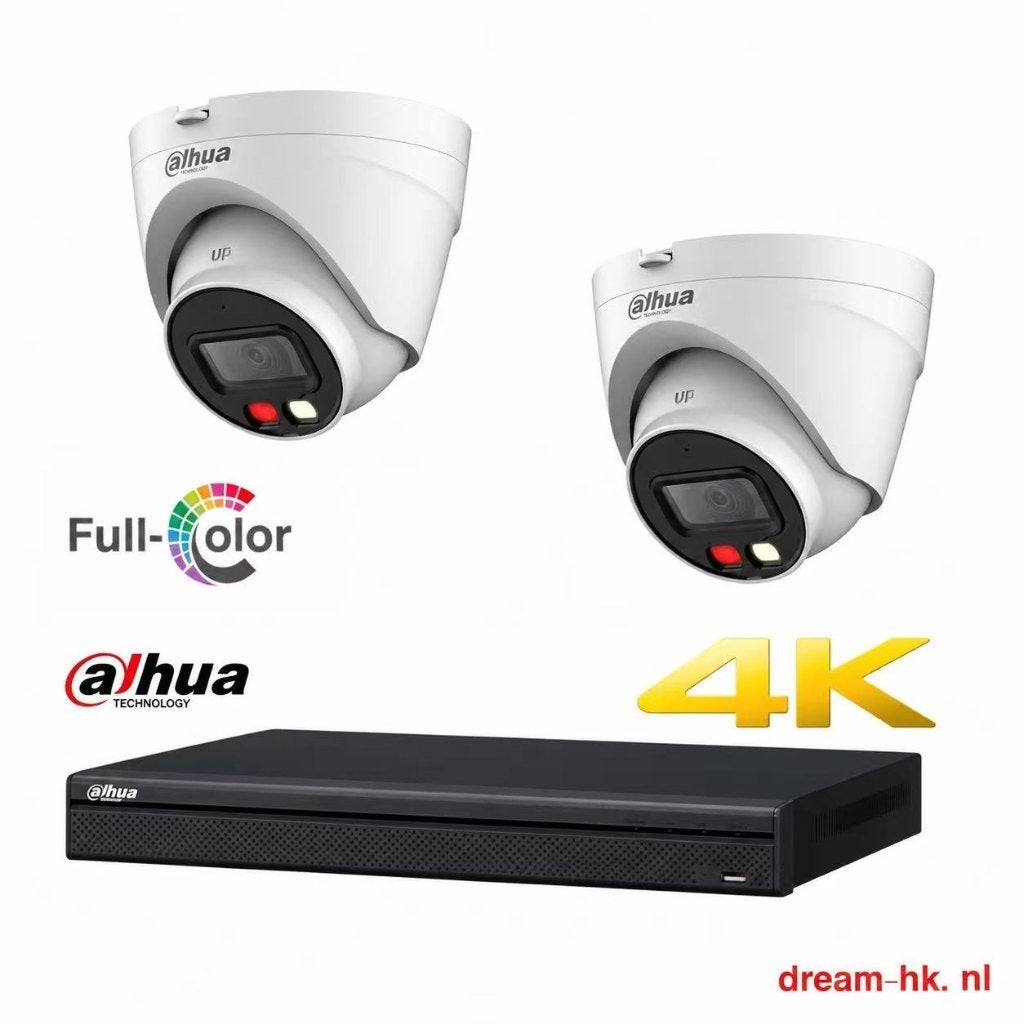 4MP Dahua Full Color IP POE set/4CH NVR+2x camera(met audio)