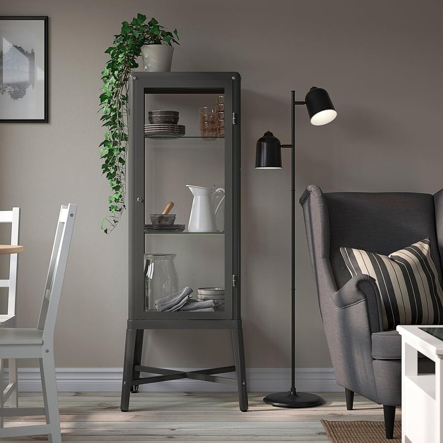 IKEA FABRIKÖR Vitrinekast - Donkergrijs Industrieel Design, Ophalen, 50 tot 100 cm, Glas, 25 tot 50 cm