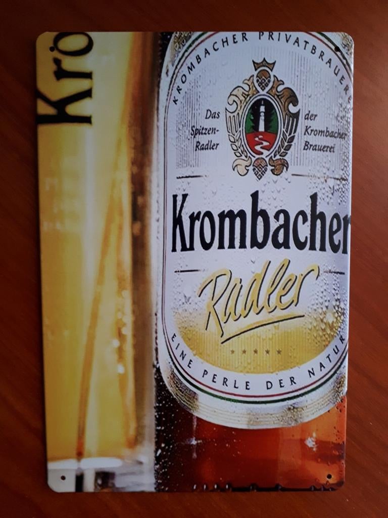 Krombacher Radler 20x30 cm Metalen Reclamebord, Ophalen of Verzenden, Nieuw, Reclamebord, Plaat of Schild, Overige merken