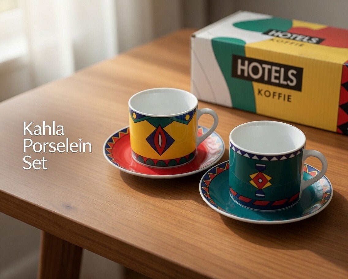Trendy Vintage Kahla Set | 2 Koffiekop & Schotels, Ophalen, Nieuw, Overige stijlen, Kop(pen) en/of Schotel(s)
