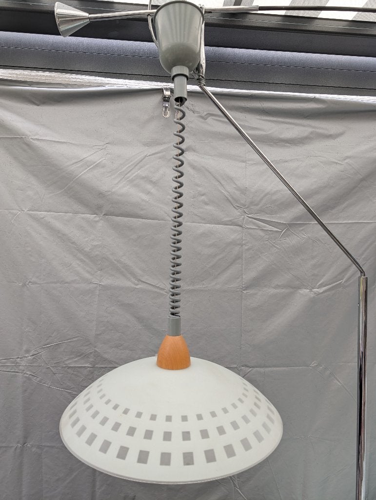 Retro jaren '80 hanglamp | Melkglas blokmotief | Vintage, Gebruikt, Modern jaren 80, Glas, E27 (groot)