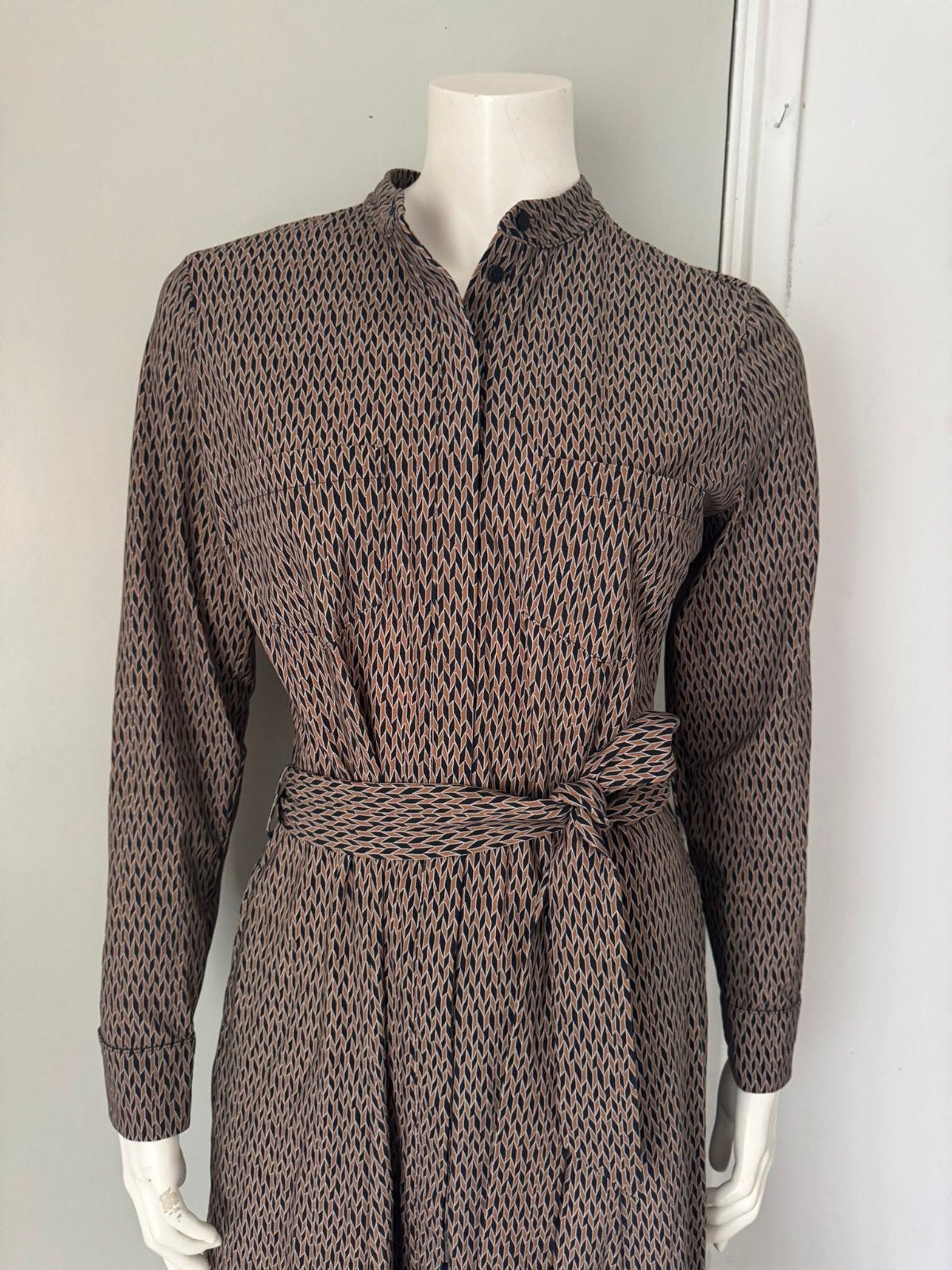 Studio Anneloes, Jurk. Caramel Indigo., Verzenden, Zo goed als nieuw, Maat 36 (S), Onder de knie