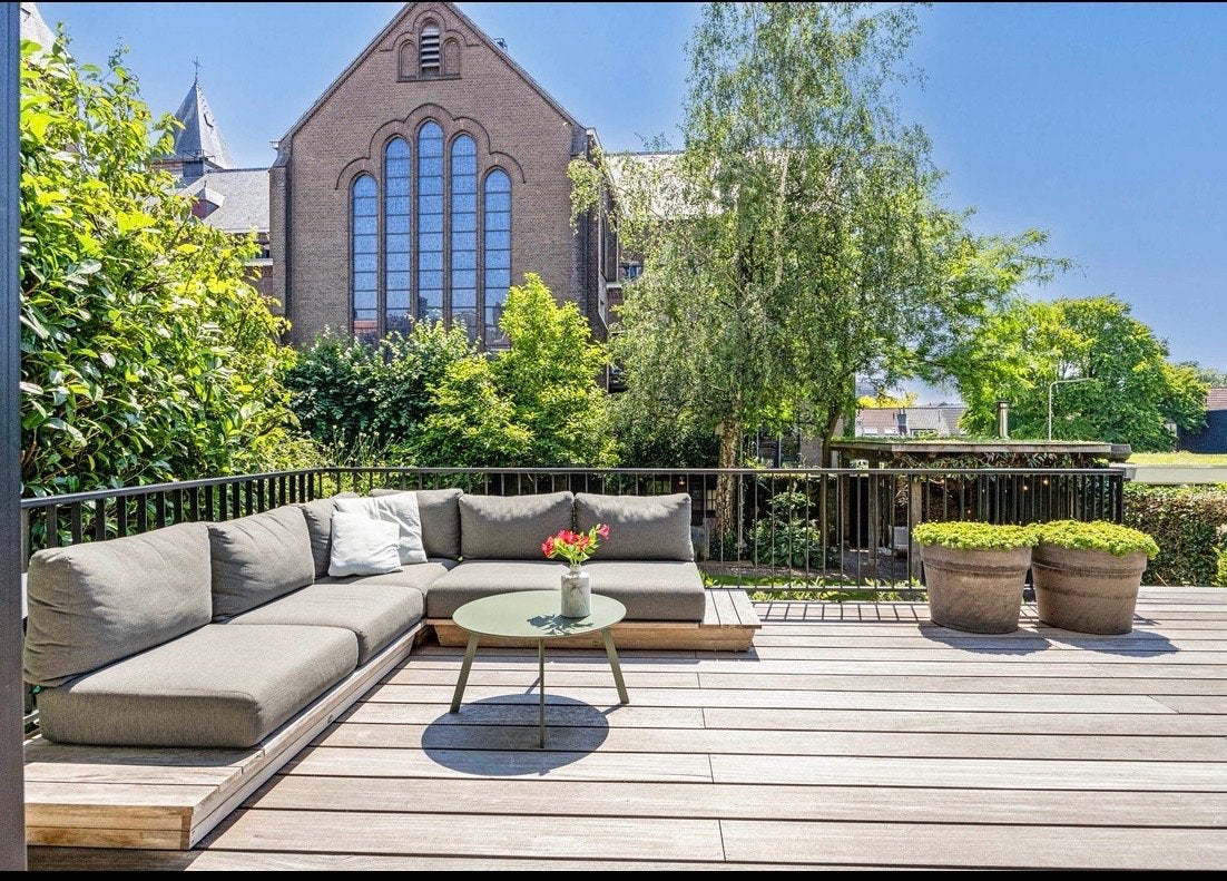 Complete Suns tuinset: loungebank, tafel, eetbank, 3 stoelen, Ophalen, Gebruikt, Meer dan 8 zitplaatsen, Hout