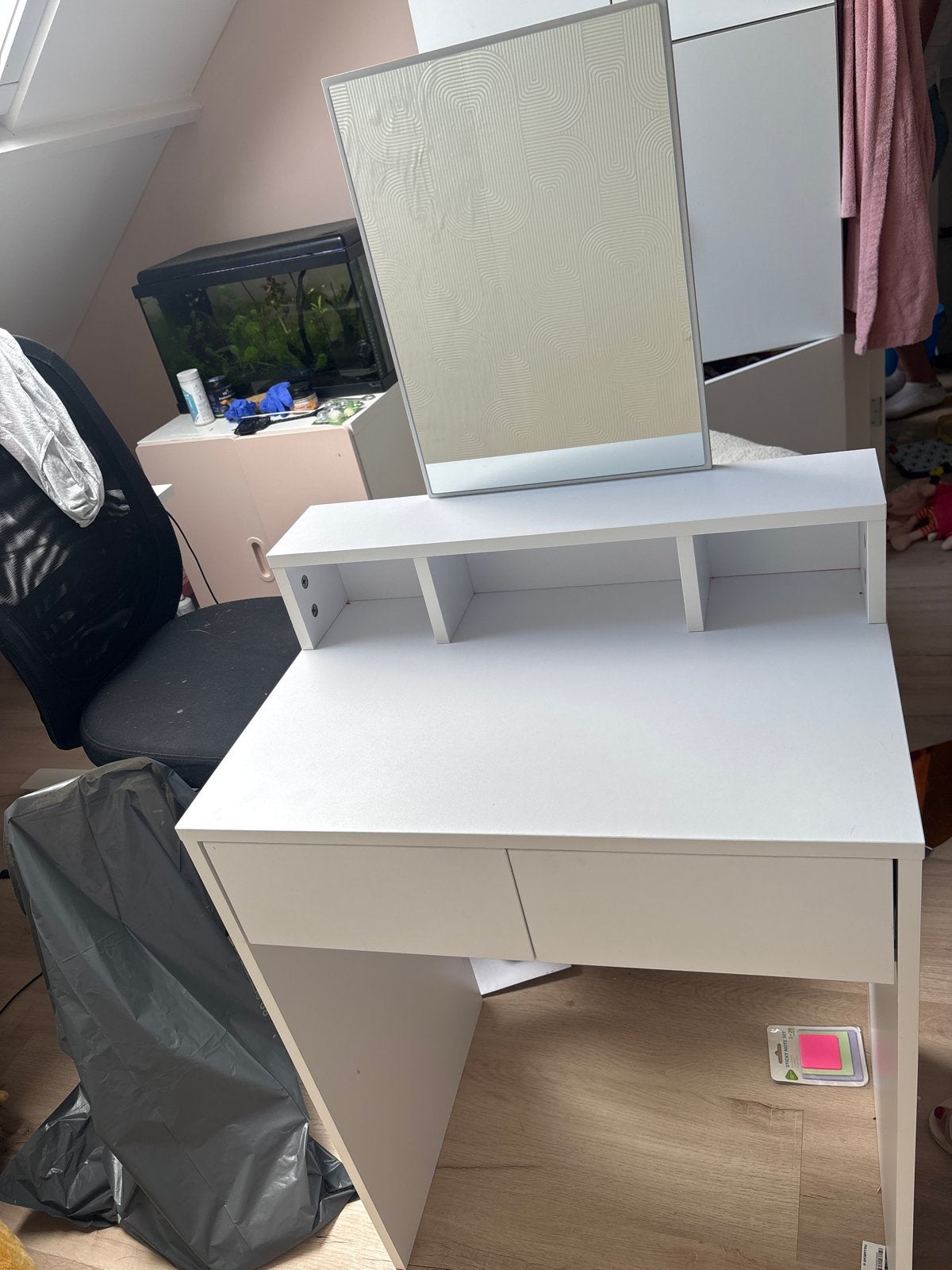 Witte kaptafel met spiegel en lades, Ophalen, Minder dan 50 cm, Gebruikt, 100 tot 150 cm