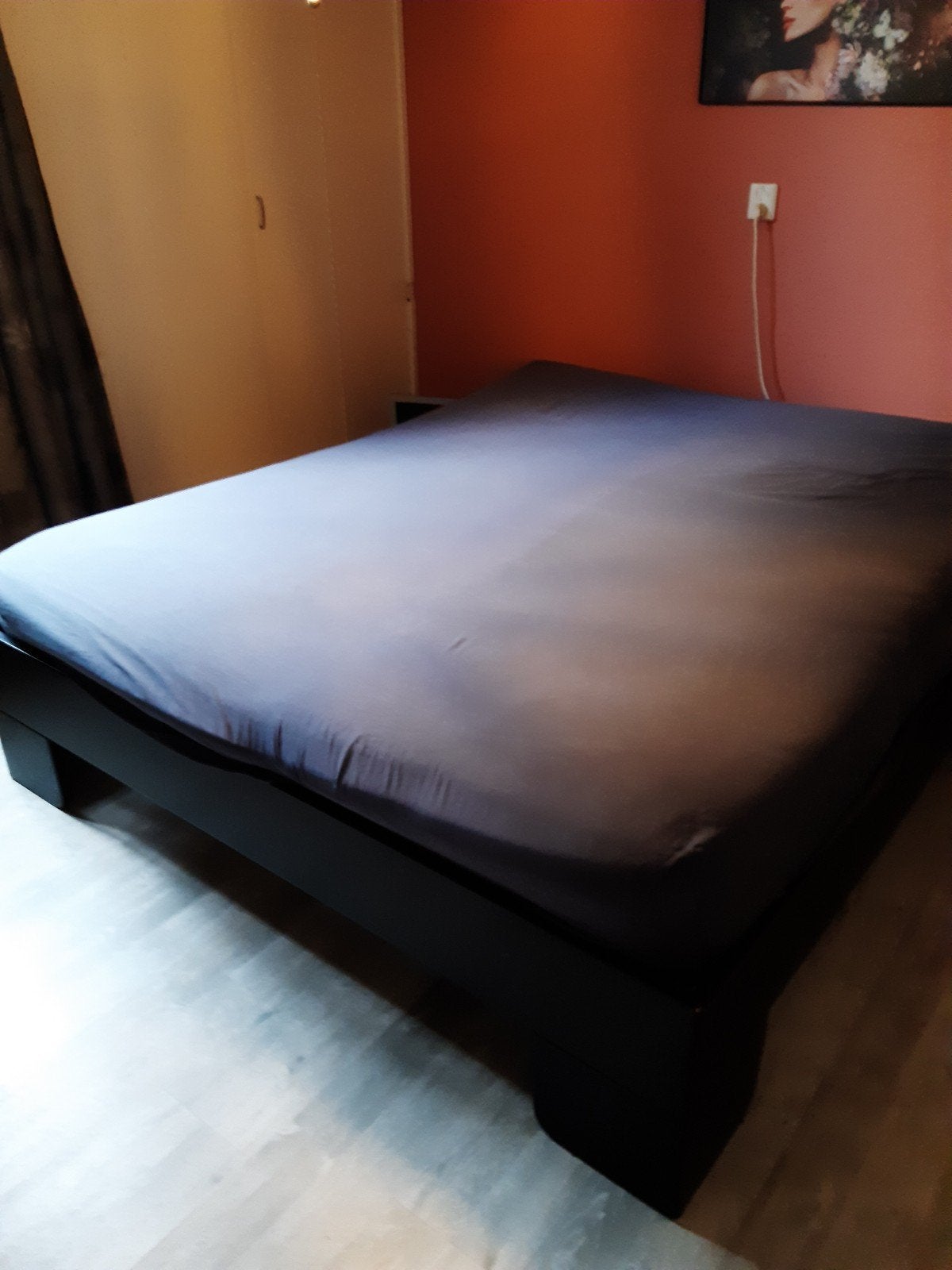 160x200 cm lattenbodem bed, Huis en Inrichting, Ophalen, Gebruikt, Zwart, Tweepersoons