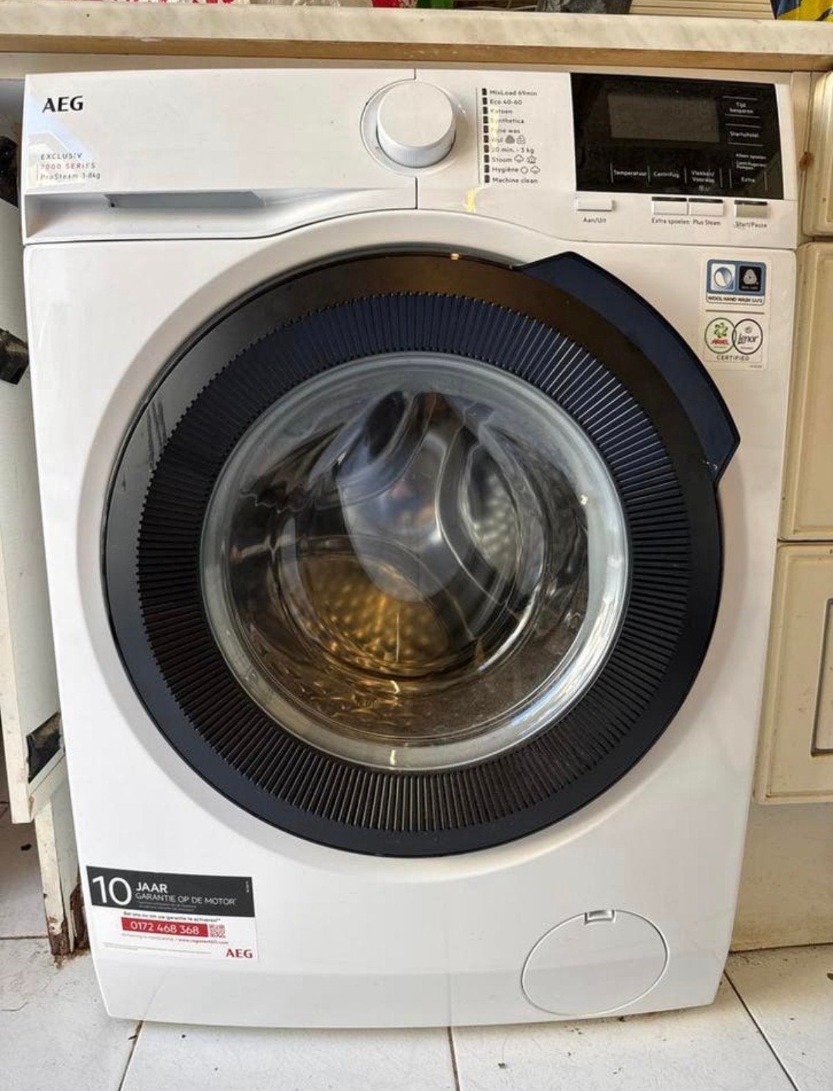 AEG EXCLUSIV 7000 SERIES ProSteam 1-8kg Wasmachine, Ophalen, 1200 tot 1600 toeren, 8 tot 10 kg, Zo goed als nieuw