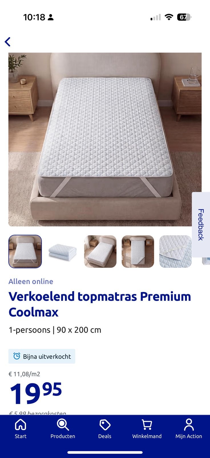 Verkoelende topmatras van action, 90 cm, Eenpersoons, Nieuw, Ophalen of Verzenden