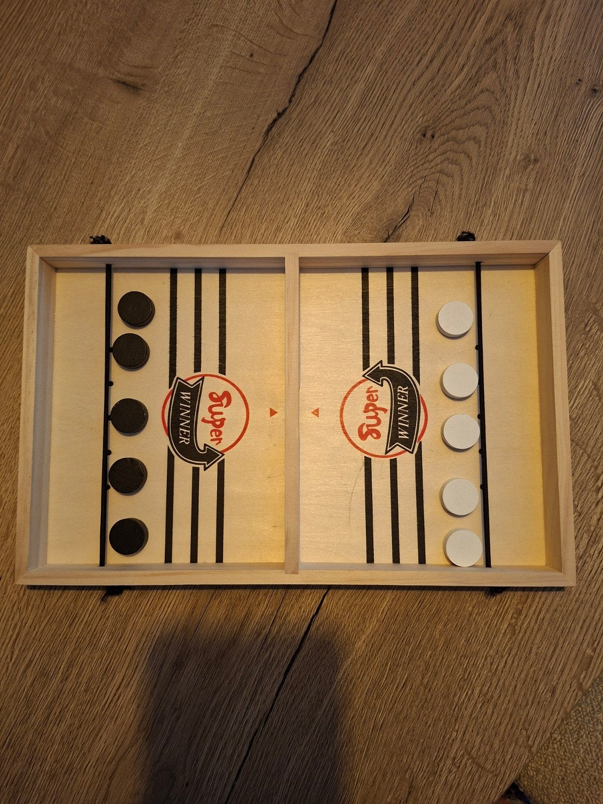 Super Winner Sling Puck Spel - Houten Bordspel, Een of twee spelers, Ophalen of Verzenden, Gebruikt