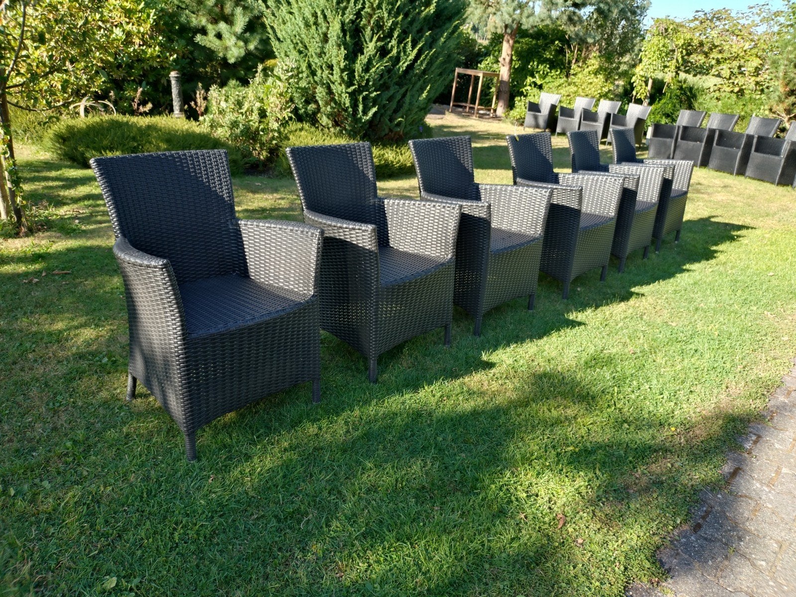 Set van 6 mooie wicker tuinstoelen, Ophalen, Gebruikt, Aluminium, Verstelbaar