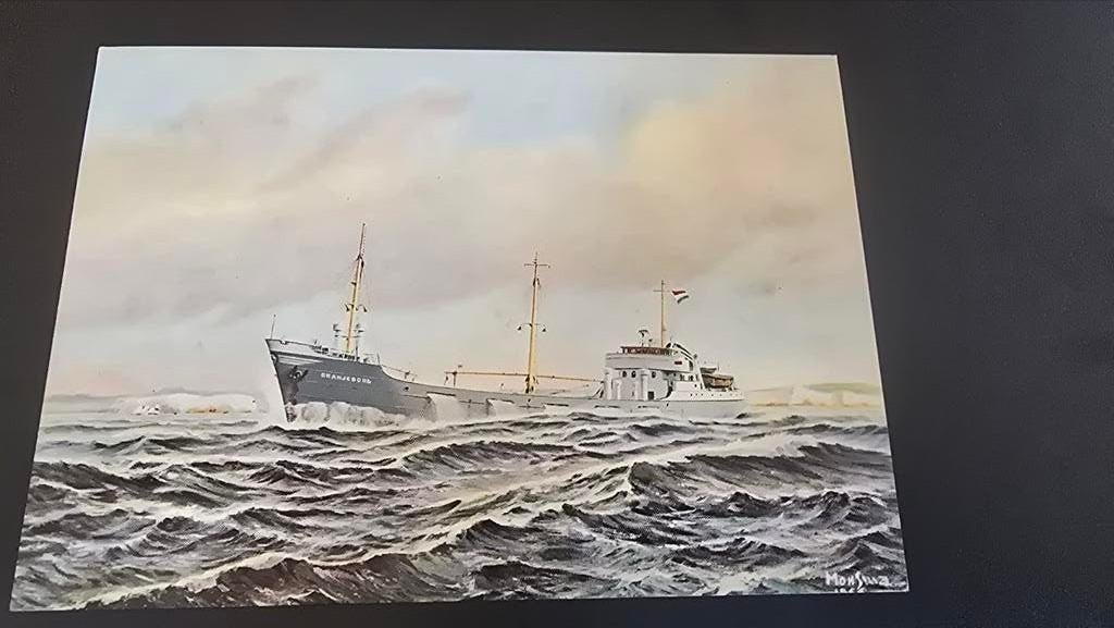 Ansichtkaart D. Monsma - Stoomschip Oranjeborg, Ophalen of Verzenden, Gebruikt, Motorboot, Kaart, Foto of Prent