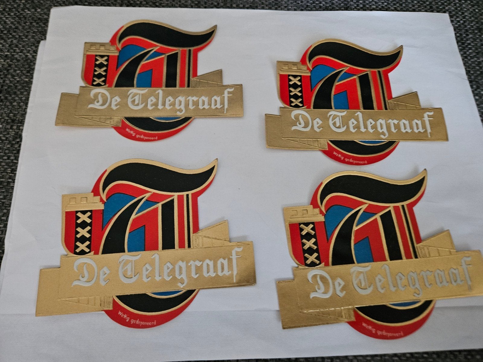 4x Vintage 'De Telegraaf' Sigaren Kist Etiketten, Verzamelen, Verzenden, Nieuw, Sigarenbandjes