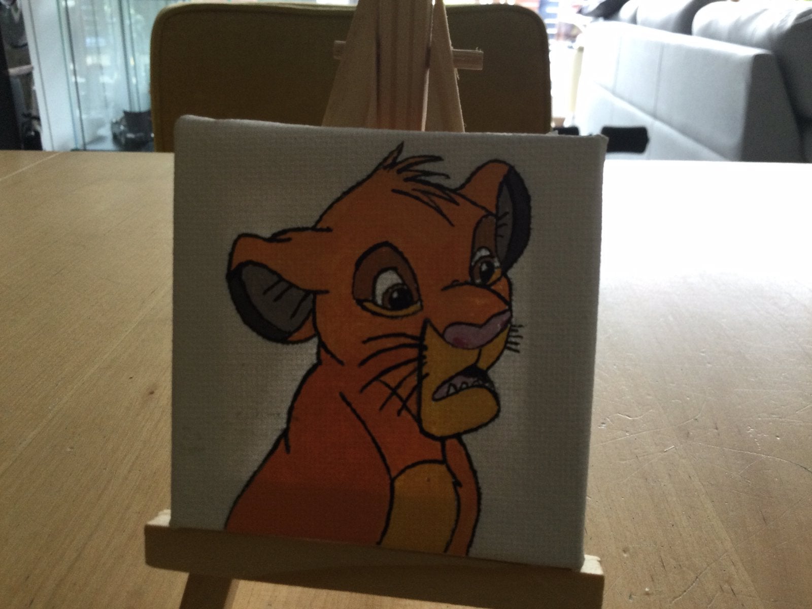 Te koop mini schilderijtje Simba., Ophalen of Verzenden, Nieuw