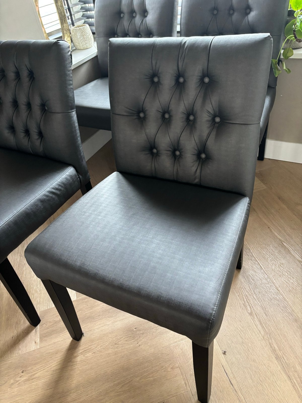 Antraciet eetkamerstoelen Rofra Wonen (6 + 2 gratis), Ophalen, Gebruikt, Kunststof, Grijs