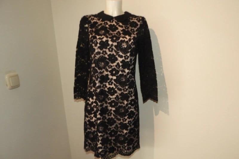 Ted Baker chique jurk zwarte open kant gevoerd kraagje 2/M