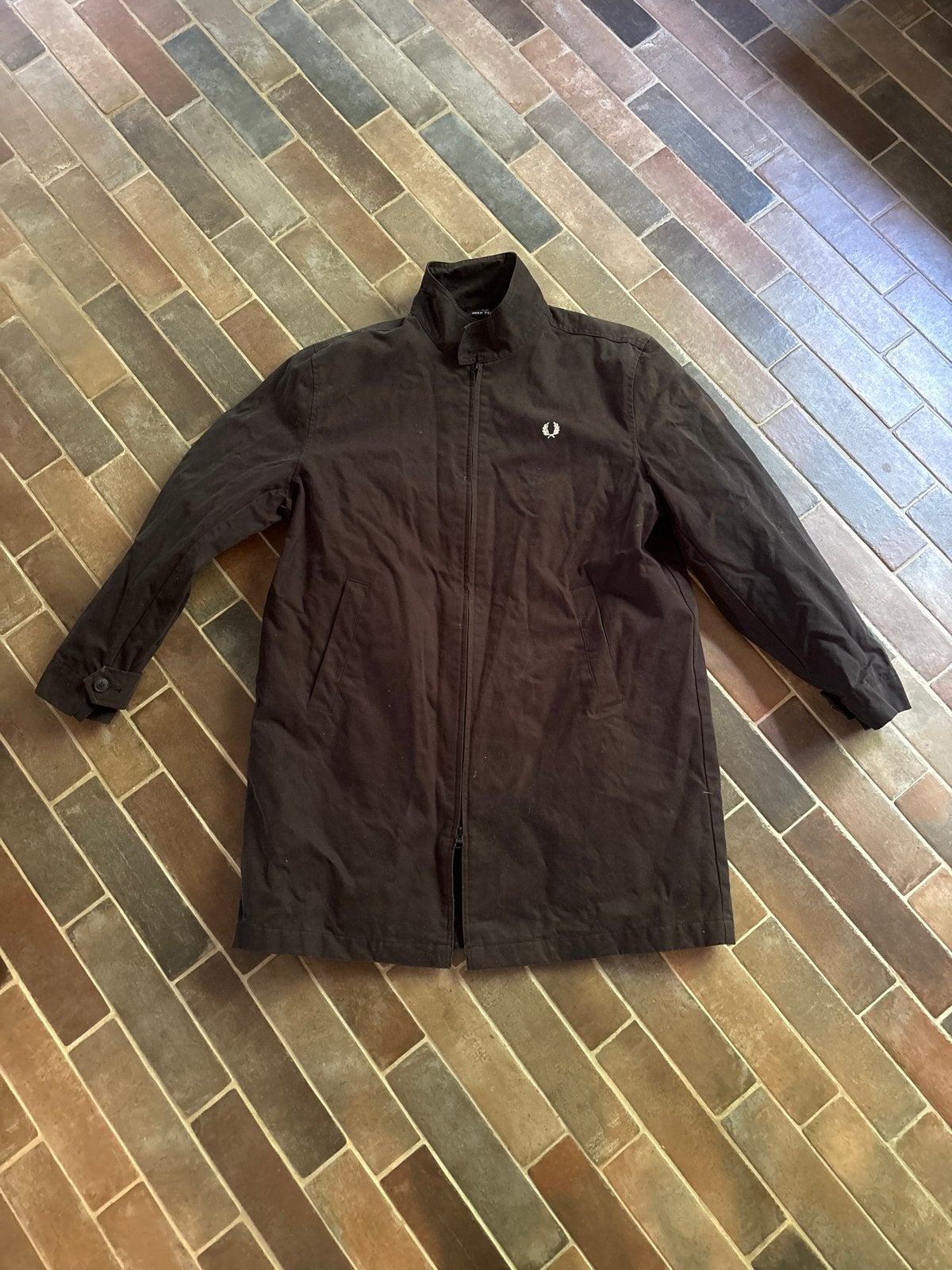 Fred Perry jas - Zwart - Maat M verkleurd door zon, Maat 48/50 (M), Zwart, Ophalen of Verzenden, X