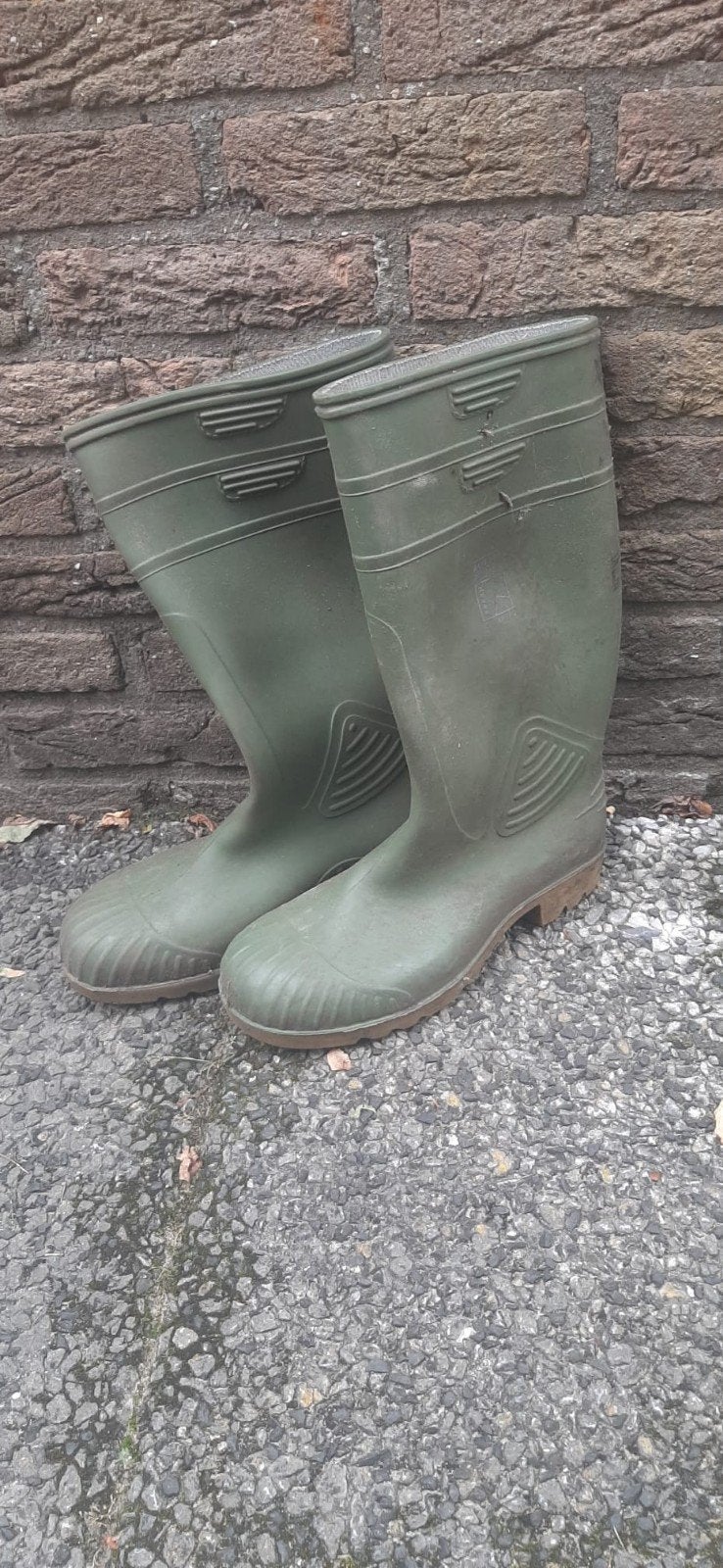 Groene rubberen laarzen met stalen neus - Maat 44, Ophalen, Gedragen, Overige kleuren, Regenlaarzen