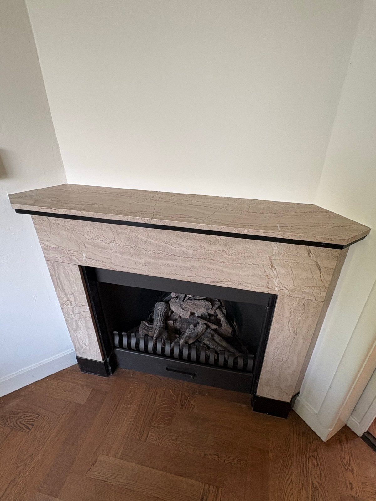 Corner fireplace with natural stone x2, Huis en Inrichting, Haarden, Ophalen, Gebruikt, Inbouwhaard, Gashaard