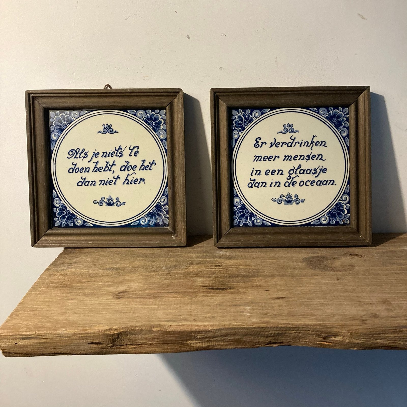 Delfts blauwe tegeltjes met spreuken, 19x19 cm, Ophalen of Verzenden