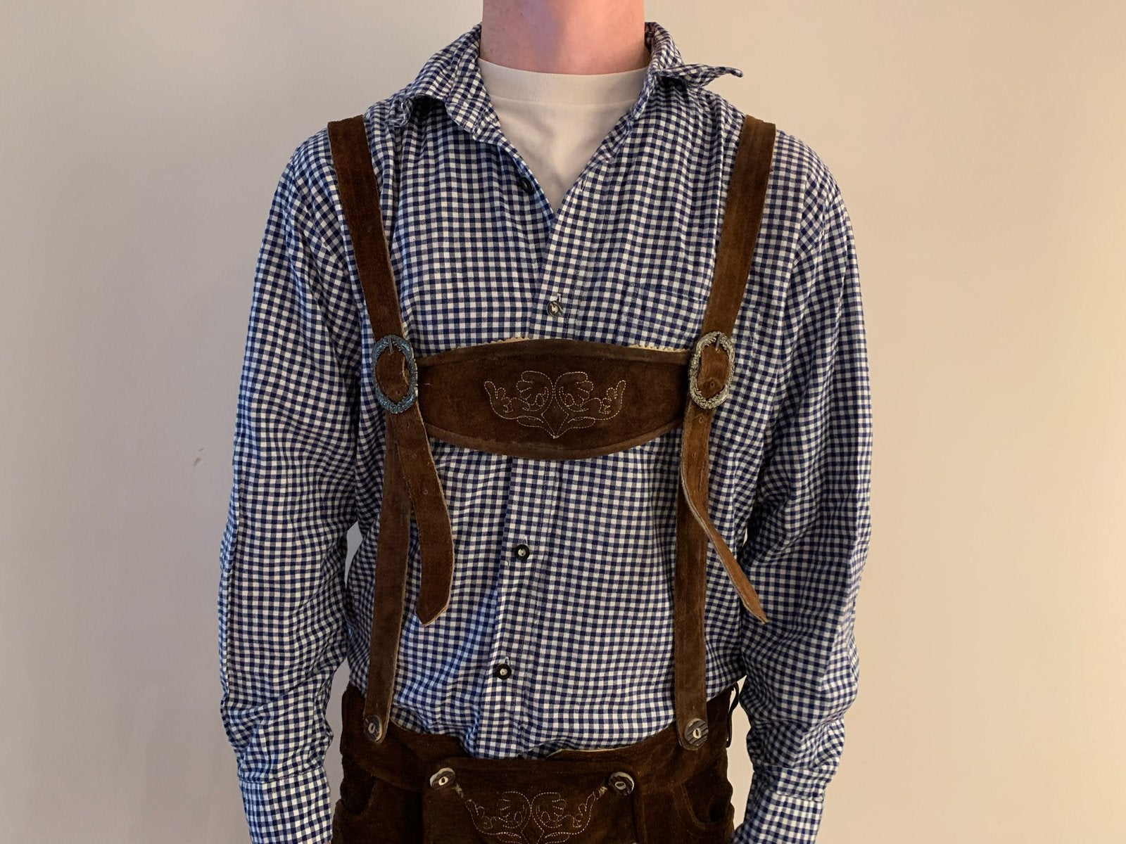 Oktoberfest blouse geruit blauw - Usar Drachten - Maat L 40, Kleding | Heren, Ophalen, Gedragen, Blauw, Halswijdte 41/42 (L)