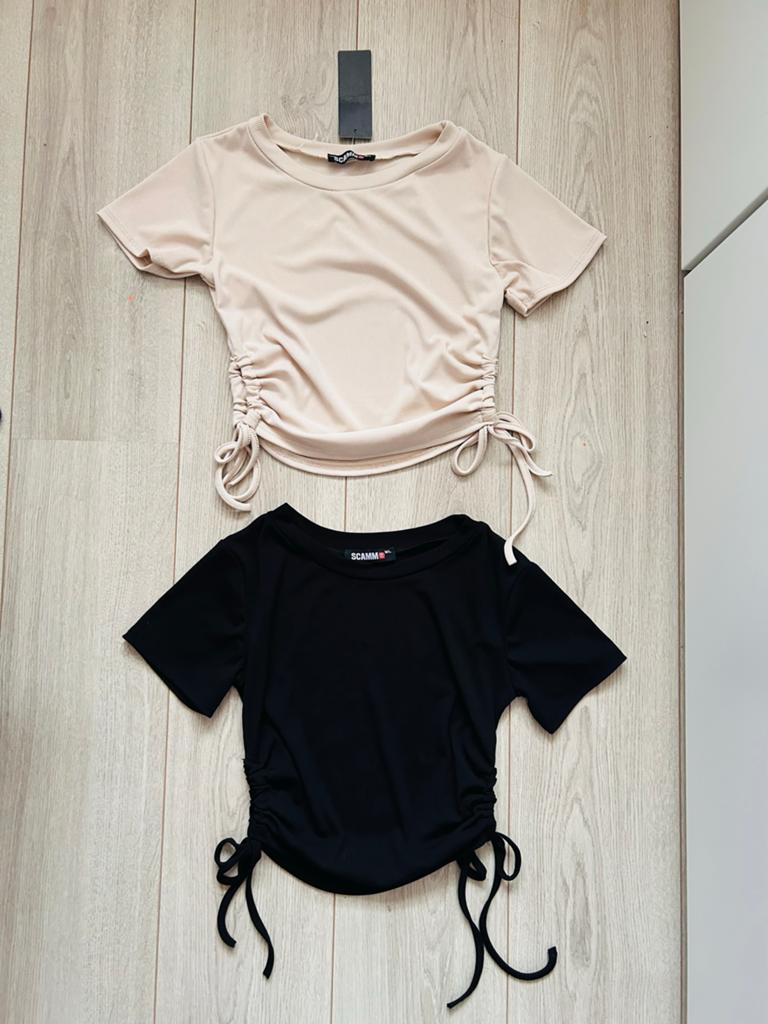 Set van 2 nieuwe Scamm tops (zwart & camel) - Maat M/L, Maat 38/40 (M), Zwart, Nieuw, Ophalen of Verzenden