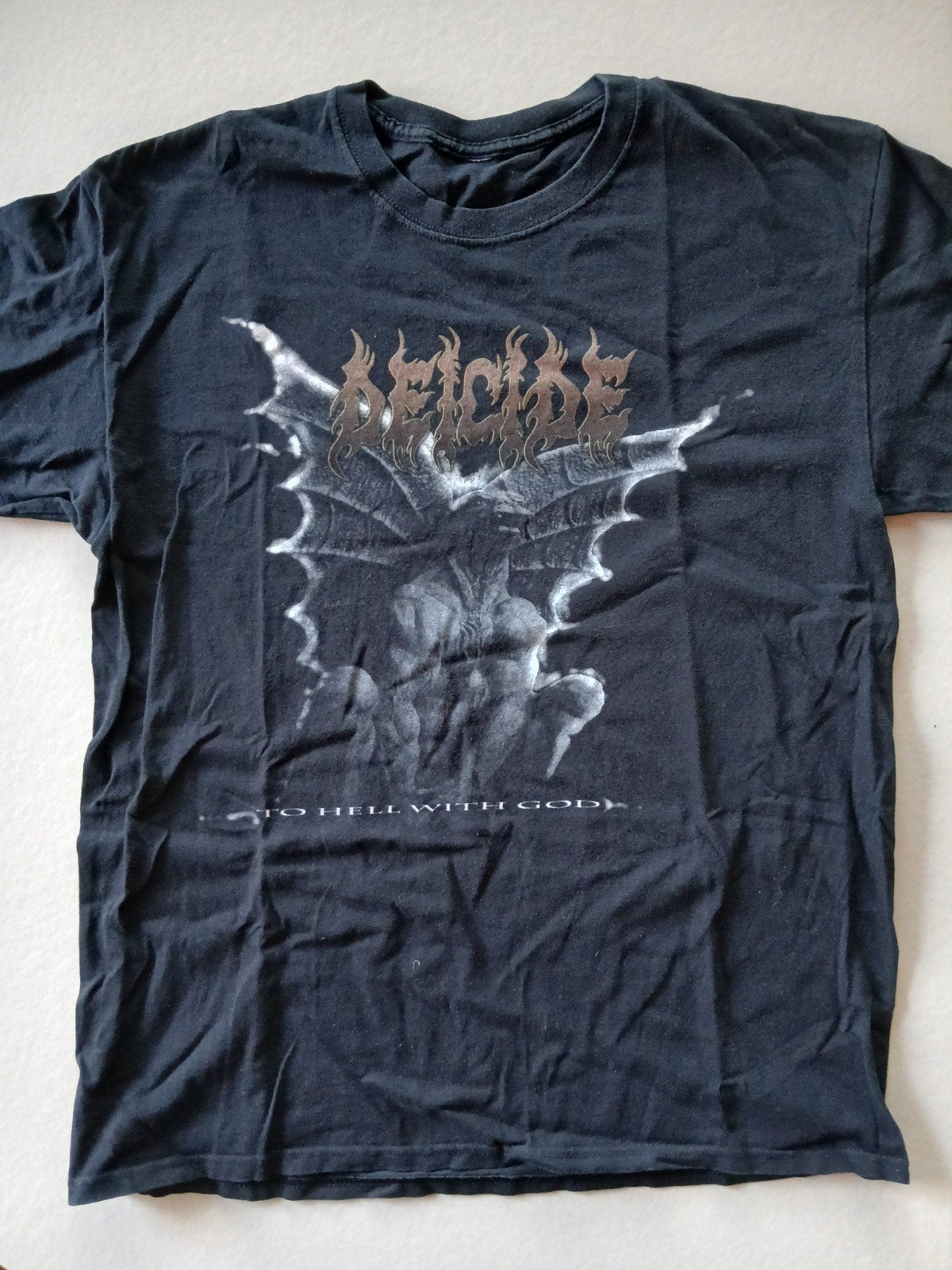 Deicide - To hell with God t-shirt L vintage, Ophalen of Verzenden, Gedragen, Maat 52/54 (L), Zwart