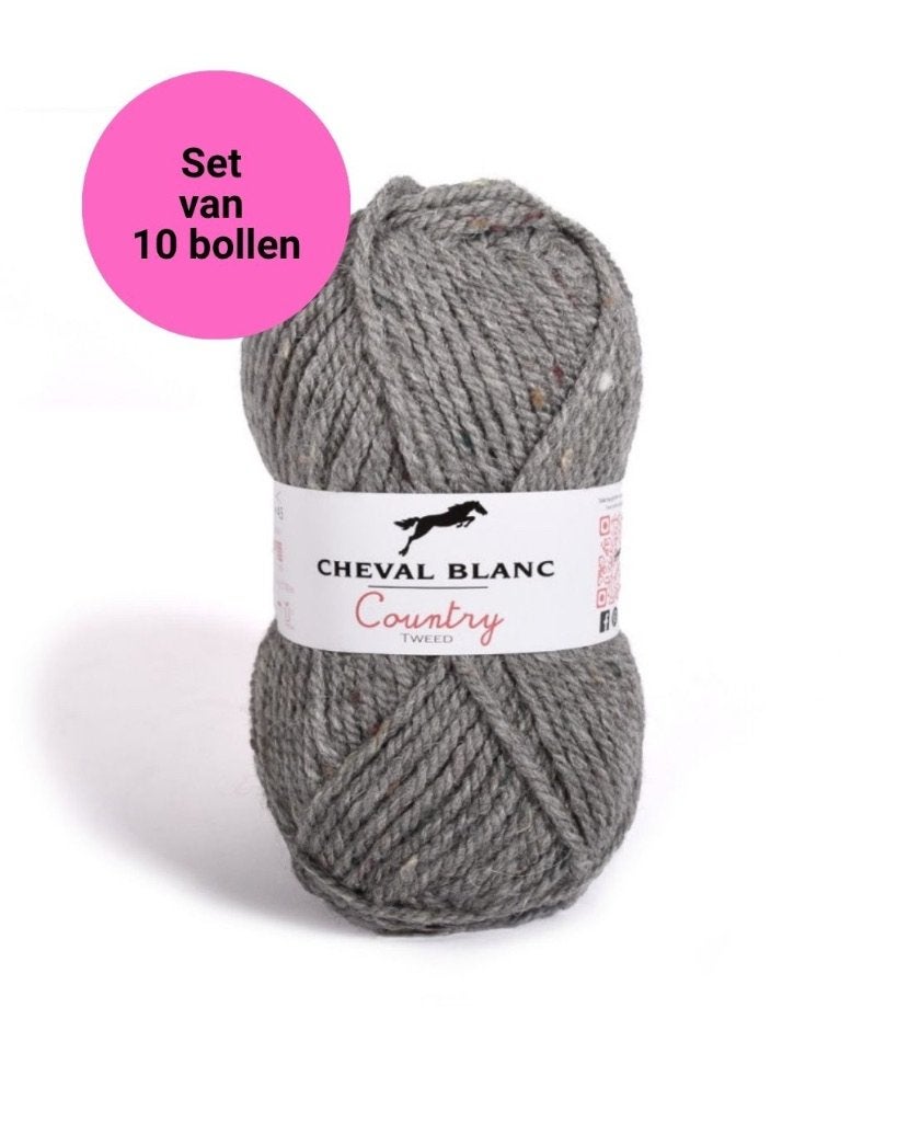 country tweed grijs - wol acryl garen - set van 10 bollen, Ophalen of Verzenden, Nieuw, Breien of Haken, Wol of Garen