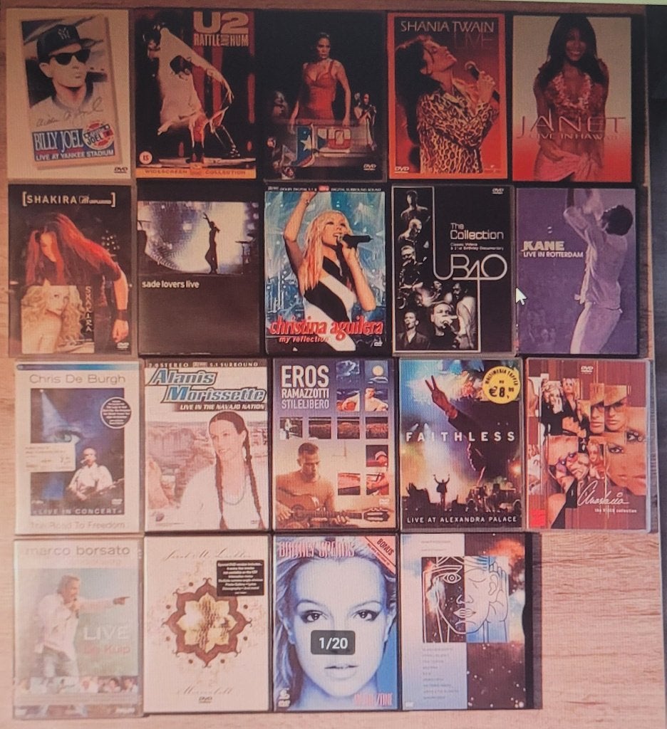 19 Muziek dvd, concerten etc, bekende artiesten., Inclusief DVD, Alle leeftijden, Ophalen of Verzenden, Zo goed als nieuw
