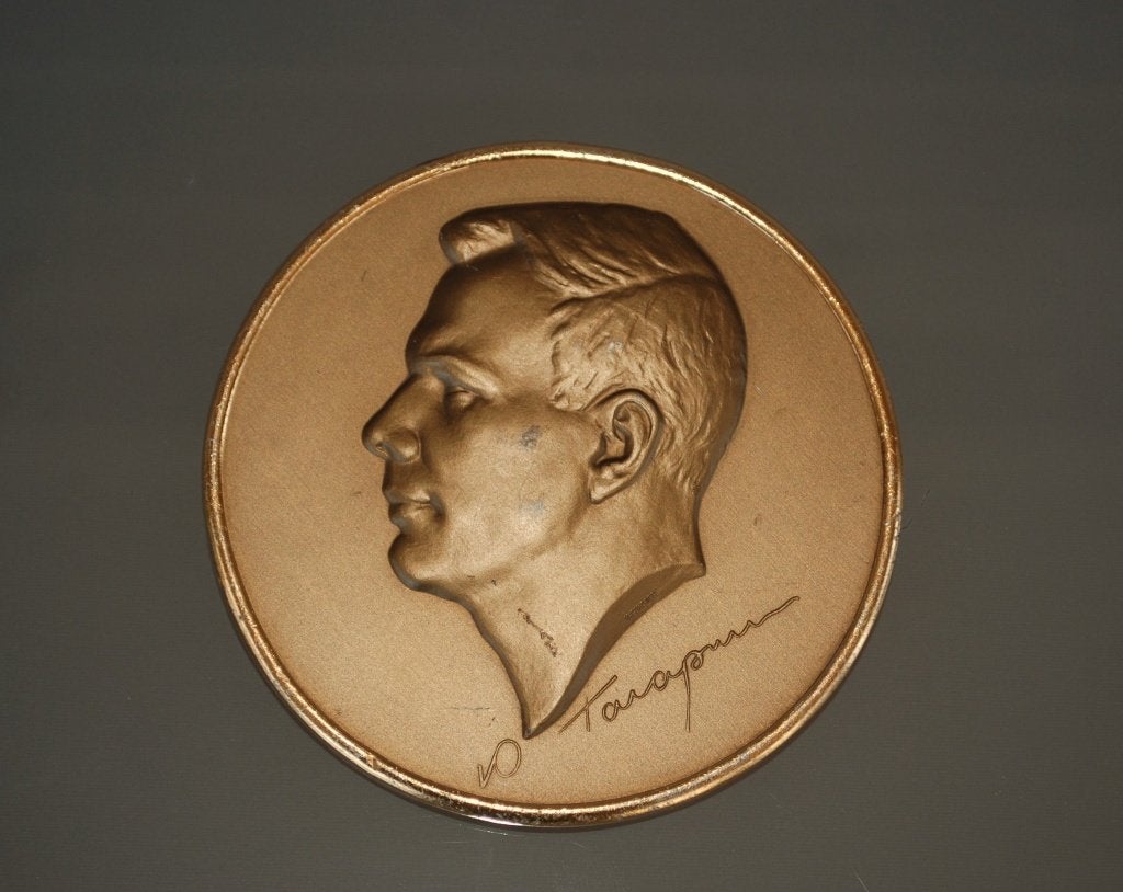 Gagarin Ruimtevaart Space Metalen Wandbord met Handtekening, Ophalen of Verzenden