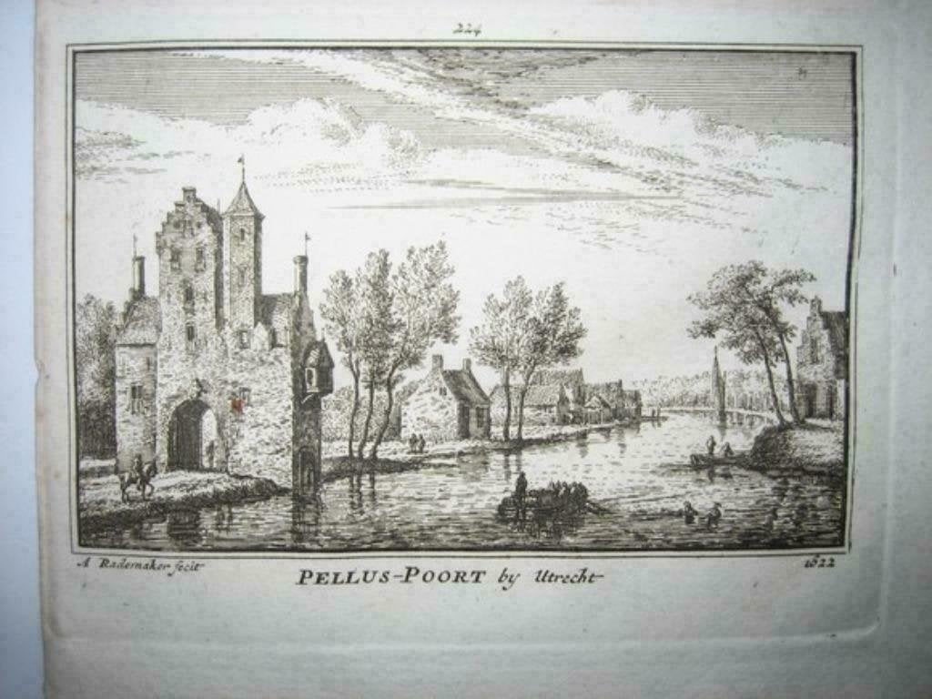 224 / Utrecht de Pelluspoort Kopergravure 18e eeuw, Ophalen of Verzenden