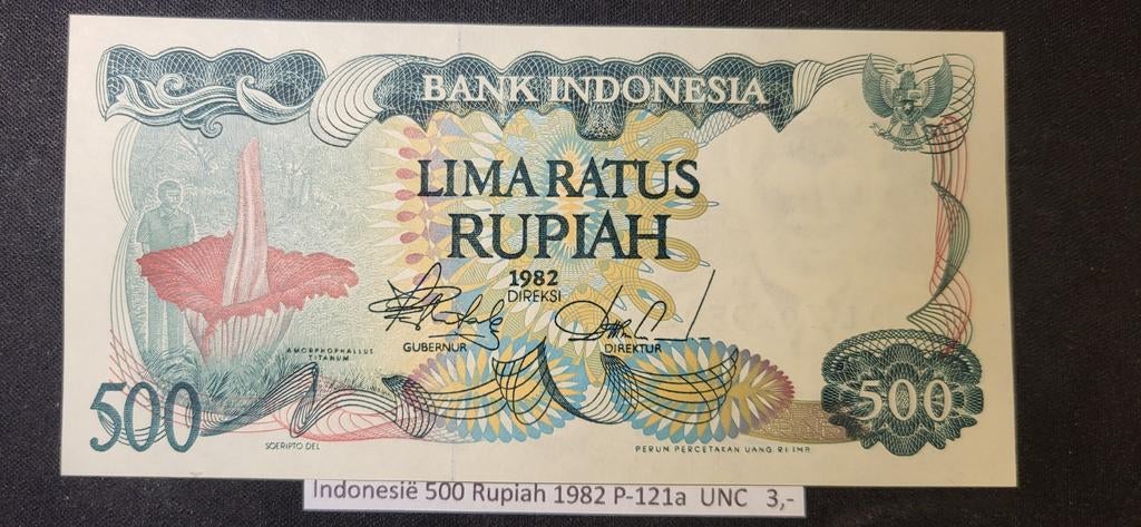 Indonesië 500 Rupiah 1982 P-121a UNC, Ophalen of Verzenden