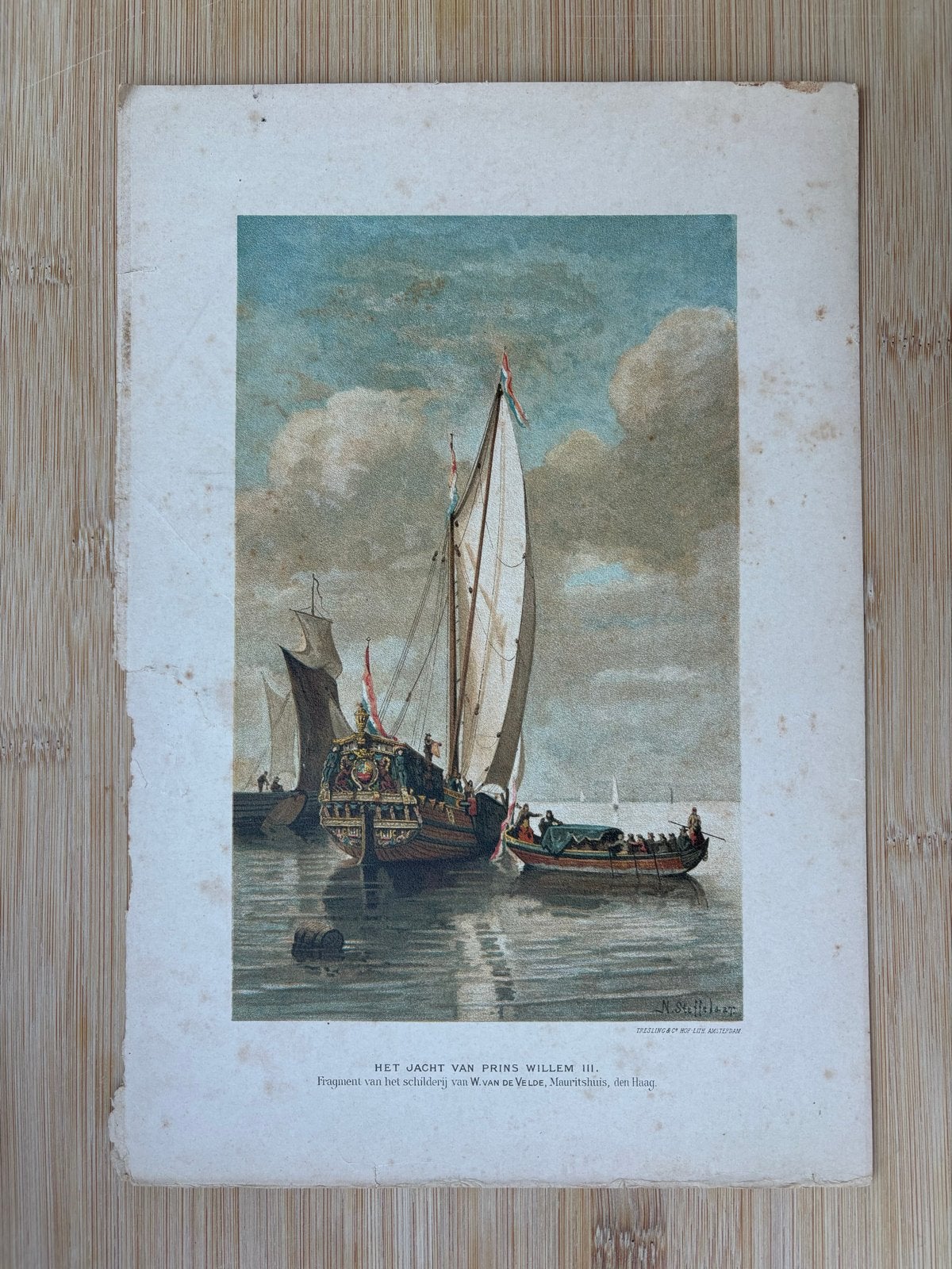 Het Jacht van Prins Willem III - Historische Print, Antiek en Kunst, Ophalen of Verzenden