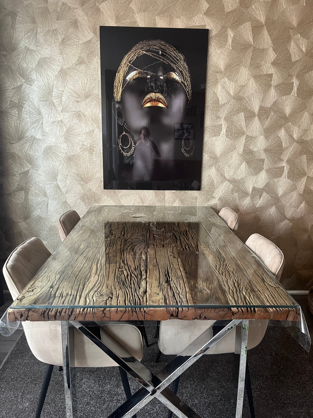 Rixos eettafel met glasplaat - 160x101 cm, Ophalen, 100 tot 150 cm, Rixos, 150 tot 200 cm