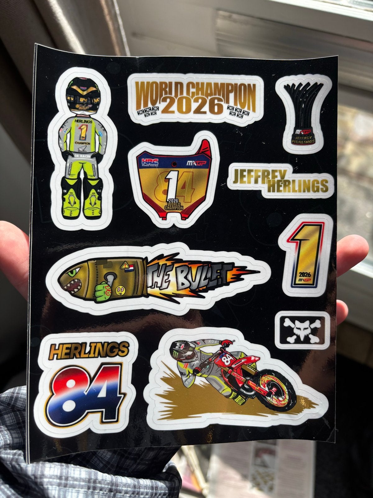 Jeffrey Herlings Wereldkampioen Stickervel - 10 Unieke Stick, Verzamelen, Ophalen of Verzenden, Nieuw, Sport