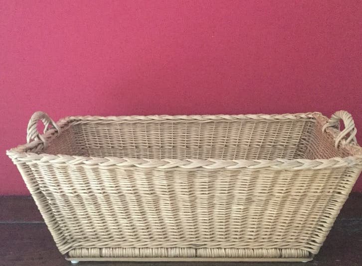 Grote Zwitserse Wasmand van Riet - Vintage Stijl, Ophalen, Vintage, Gebruikt, Beige