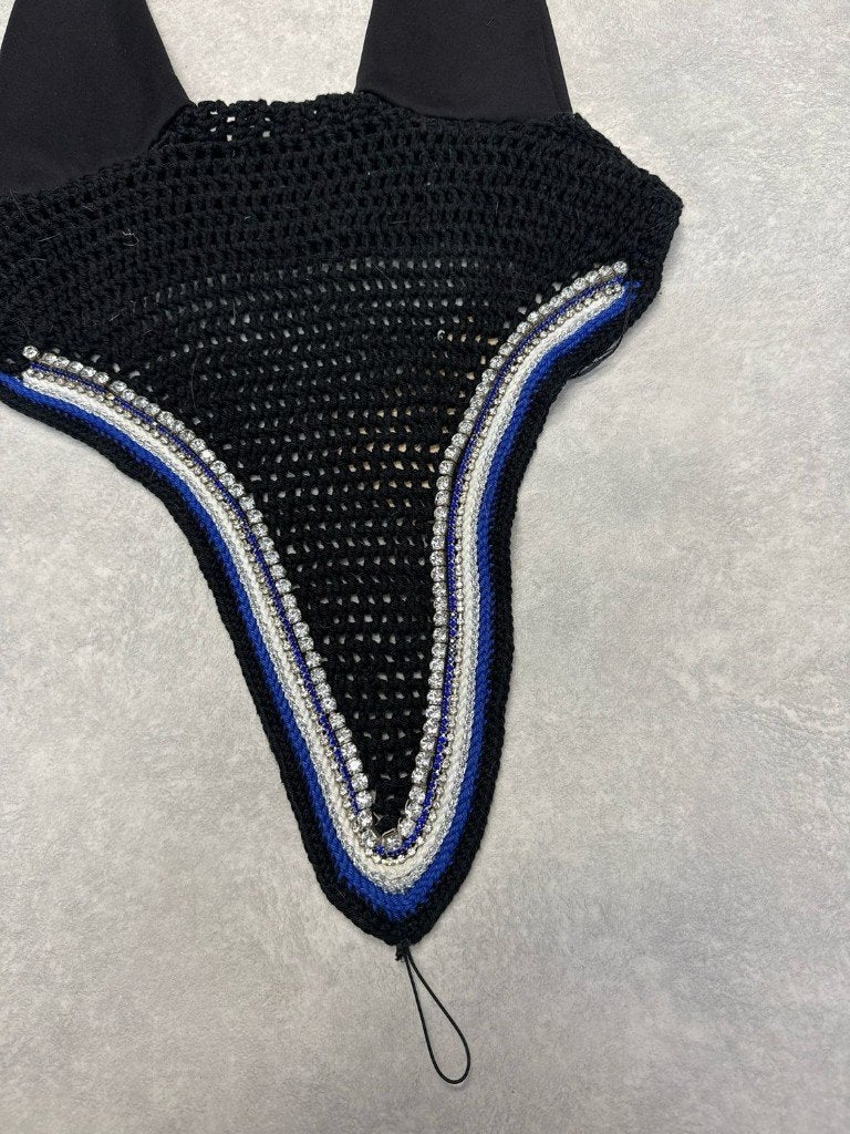Artizano oornetje zwart blauw lang full, Dieren en Toebehoren, Gebruikt, Oornetje, Springen, Ophalen of Verzenden