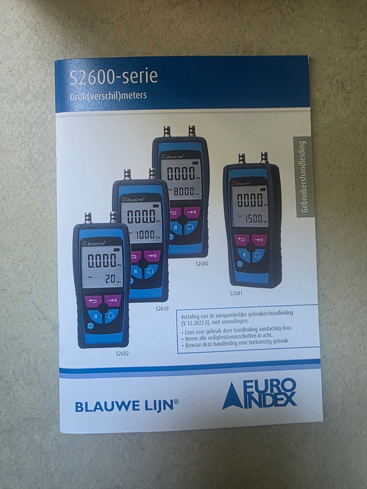 Blauwe Lijn S2600-serie Druk(verschil)meters (2 stuks), Ophalen of Verzenden, Nieuw, Druk