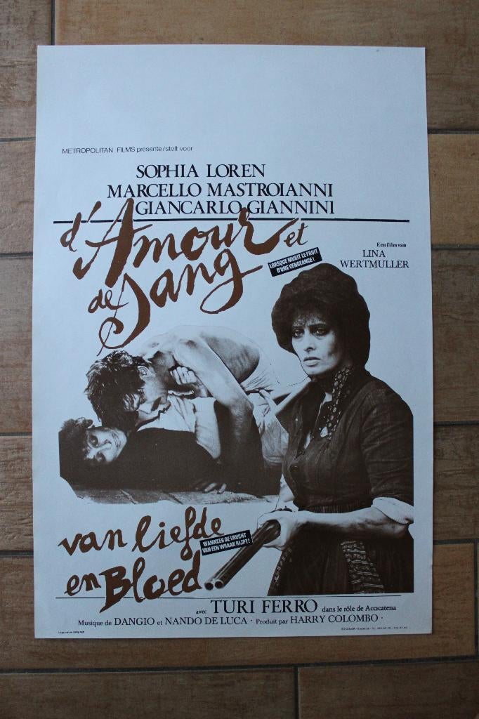 filmaffiche Sophia Loren d'amour et de sang filmposter, Rechthoekig Staand, Ophalen of Verzenden, Zo goed als nieuw, A1 t/m A3