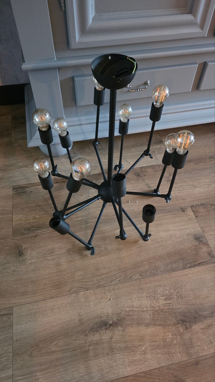 Zwarte Spider Hanglamp met 12 Armen - Modern Design, Gebruikt, Modern, Industrieel, Metaal, E27 (groot)