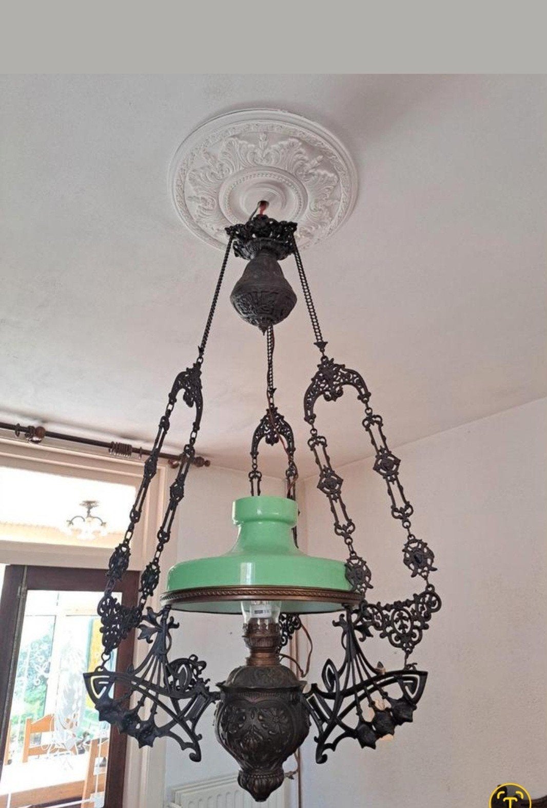 Antieke hanglamp, Ophalen