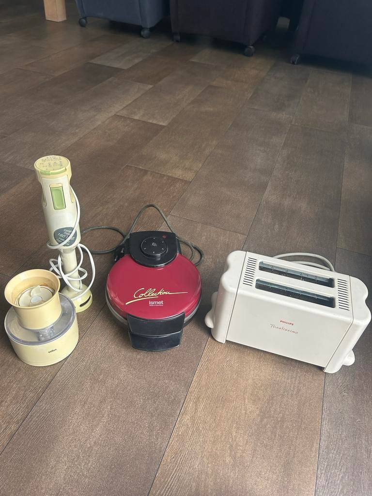 Keukenapparatuur set: Staafmixer, Wafelijzer, Broodrooster, Witgoed en Apparatuur, Ophalen, Gebruikt