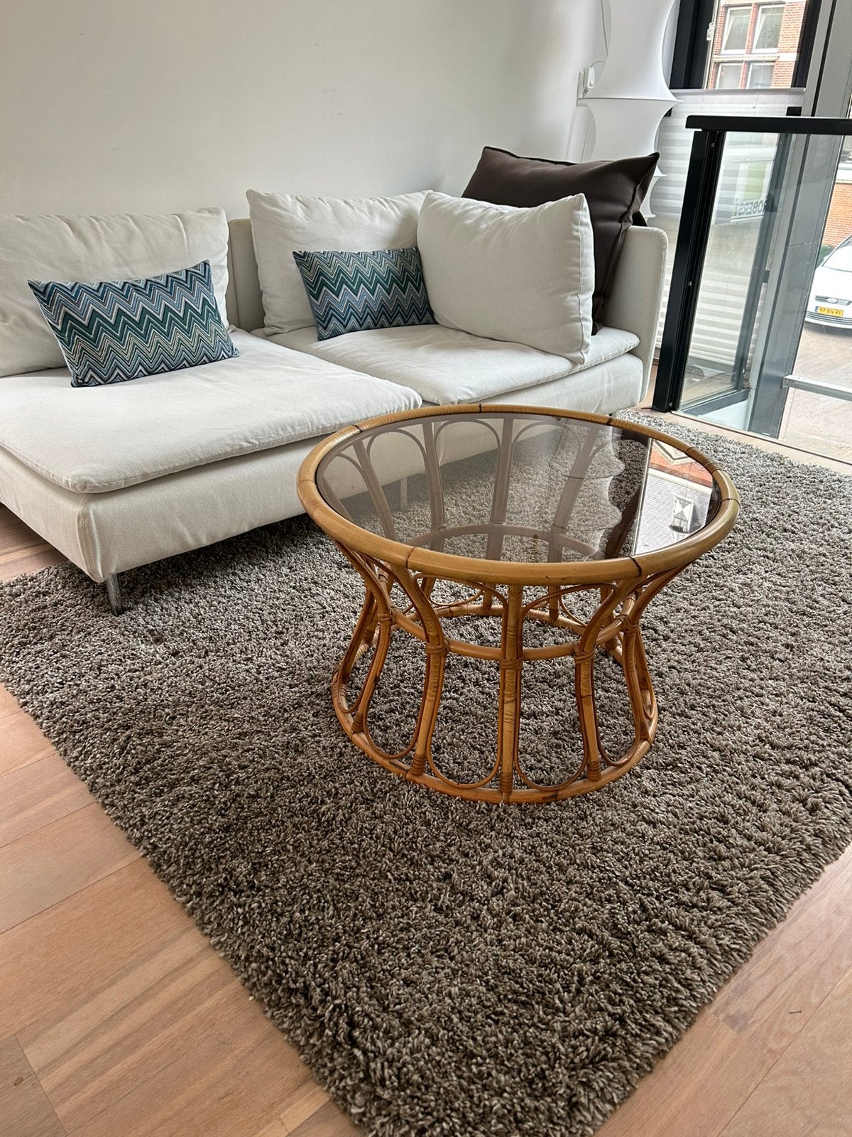 Vintage boho bamboo coffee table, Huis en Inrichting, Ophalen, Overige materialen, Gebruikt, 50 tot 100 cm