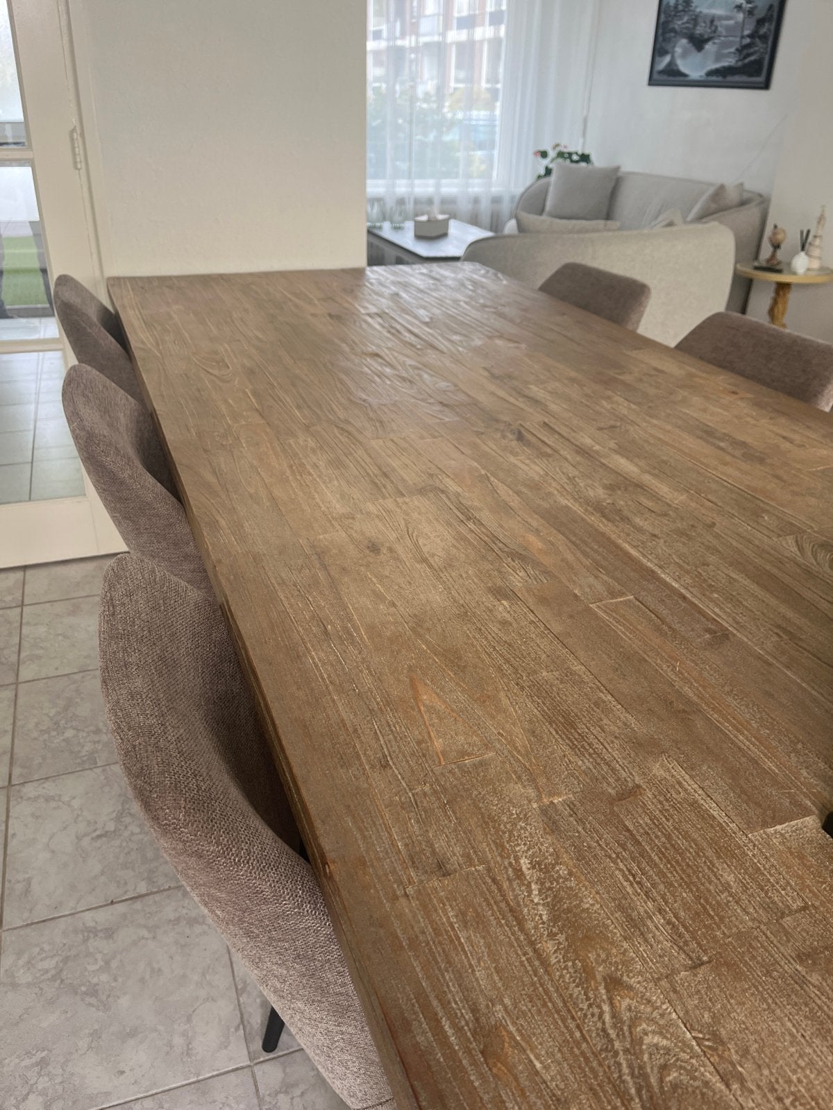 Gloednieuwe Eettafel met 6 Stoelen, Ophalen, 100 tot 150 cm, 200 cm of meer, Zo goed als nieuw
