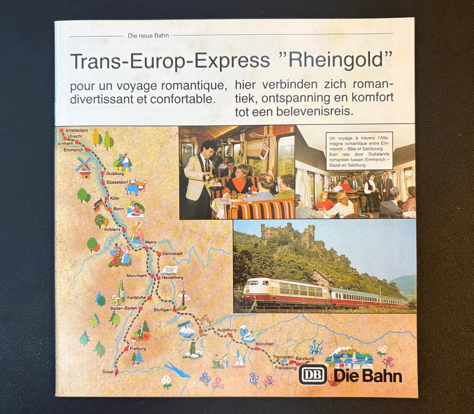 Brochure ‘Trans-Europ-Express Rheingold’ (1985), Ophalen of Verzenden, Zo goed als nieuw, Trein, Boek of Tijdschrift