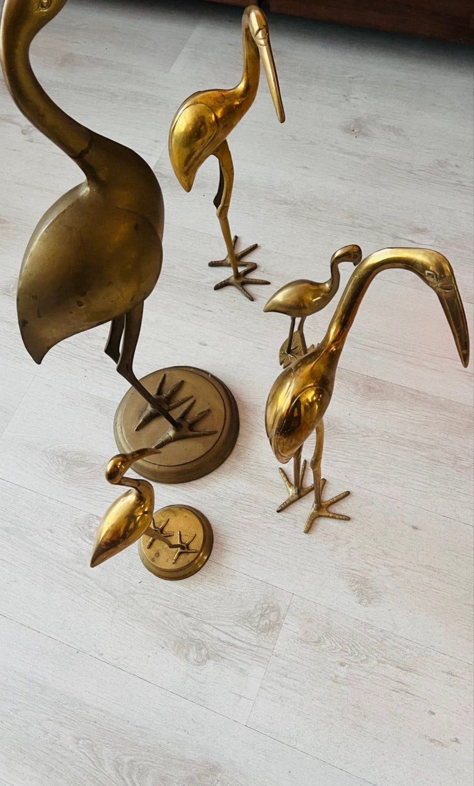 Set van 5 messing kraanvogels/reigers - Vintage decoratie, Ophalen
