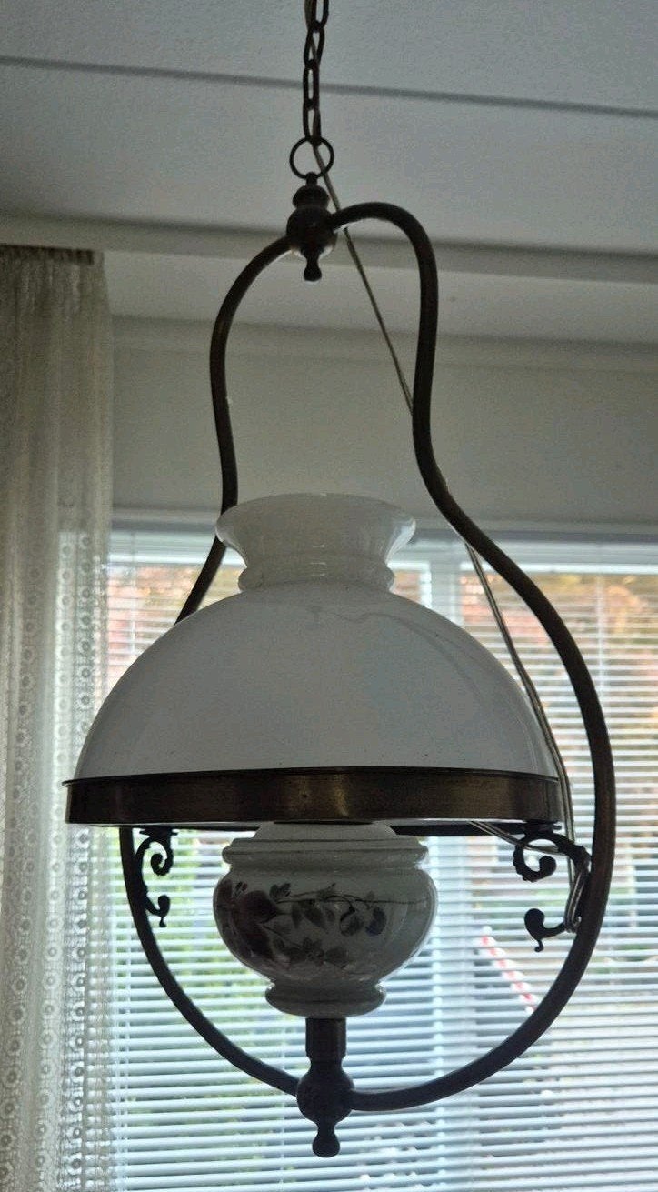 Vintage hanglamp in olielamp stijl, Antiek en Kunst, Antiek | Lampen, Ophalen